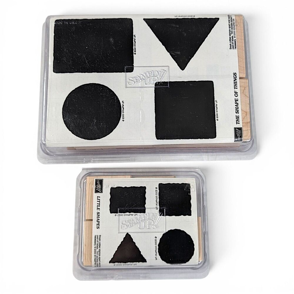 Stampin Up Little Shapes + Shape of Things Set of 8 Wood Rubber Stamps